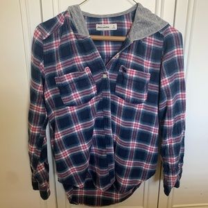 Pink and Purple Hoodie Flannel